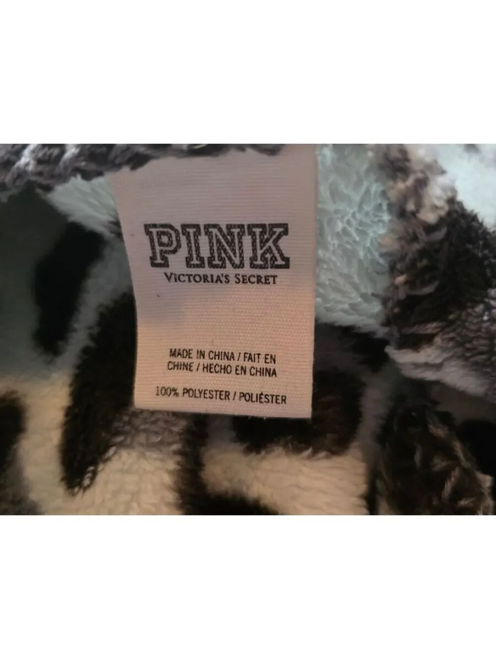 Rare Vintage Victoria's Secret PINK Leopard Stadium Blanket Throw Gray Black